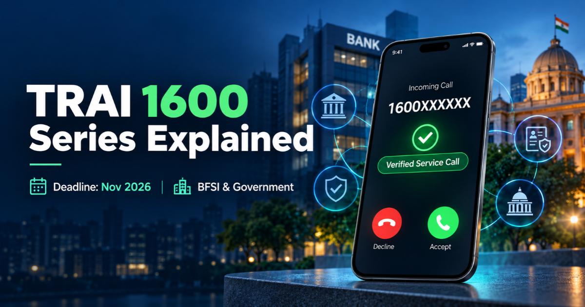 TRAI 1600 Series Explained with a verified service call on a phone, a November 2026 deadline, and BFSI and government institutions in view